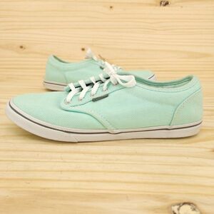 Vans Women's Sneakers Sz 8 Teal Green Corduroy Lace Up Shoes Casual Colorful